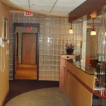 Side view of front desk
