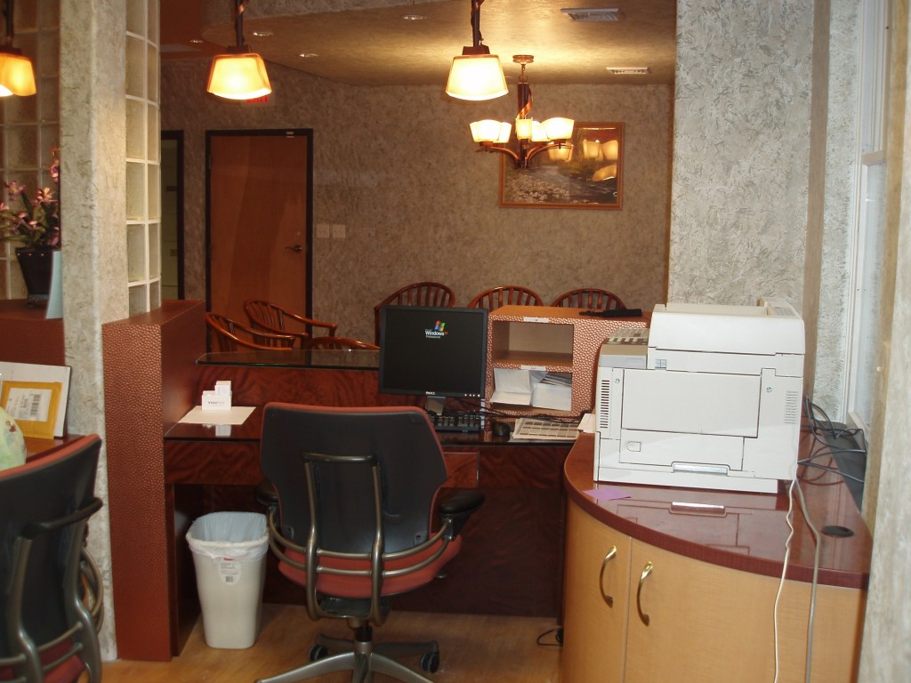 Behind front desk view 