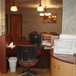 Behind front desk view 